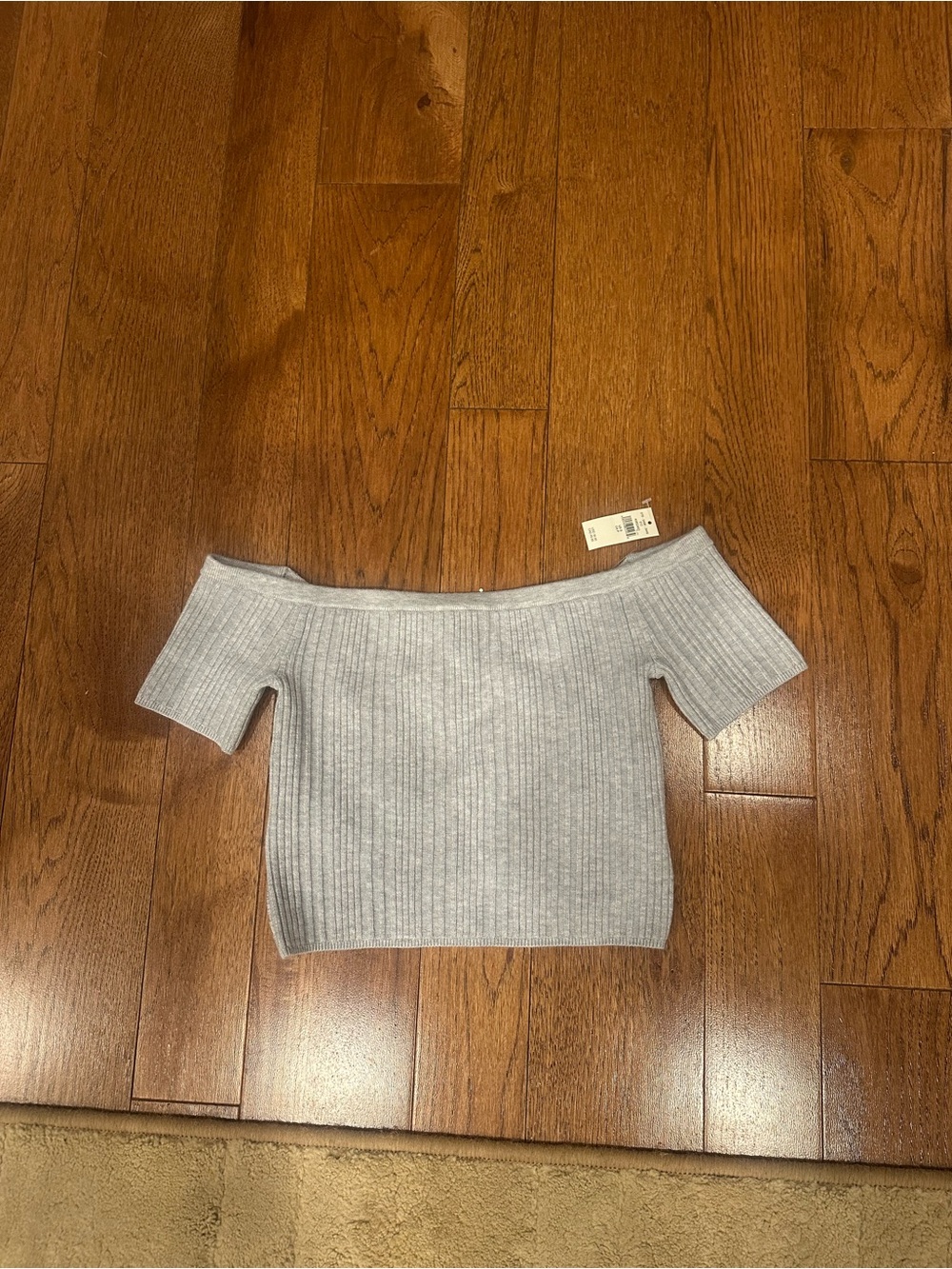 NWT- Aerie- Off-Shoulder Ribbed Knit Women's Sweater - Light Gray